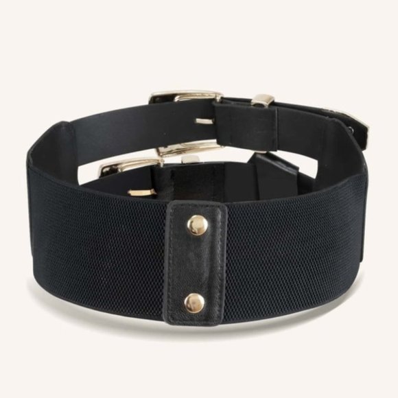 Black Double Textured Metal Buckle Belt - Picture 6 of 6